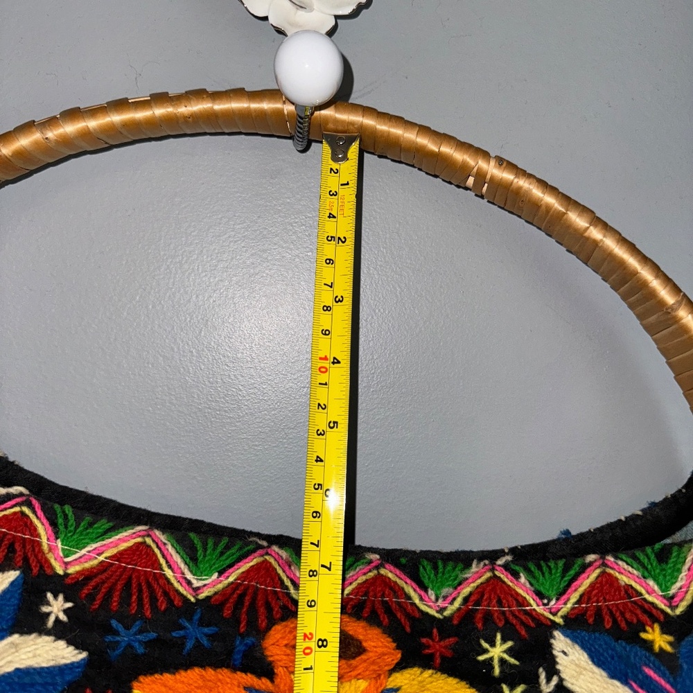 Vintage 1960's Rattan Embroidered Bohemian Beach Travel Tote Bag - Picture 5 of 8